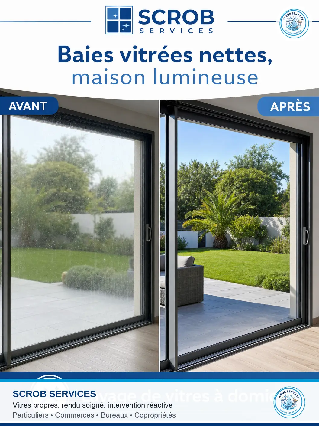 Lavage de vitres à Chantilly : comment reconnaître un travail vraiment bien fait ? — intervention SCROB SERVICES
