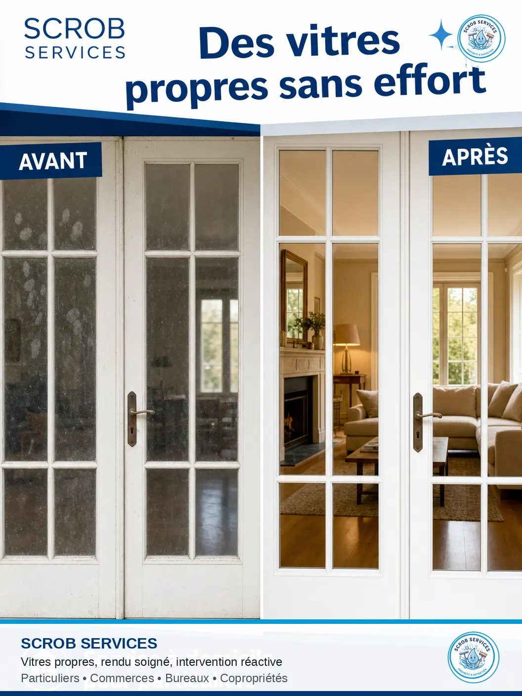 Lavage de vitres en copropriété : ce qu'un syndic doit exiger dans un contrat d'entretien — intervention SCROB SERVICES